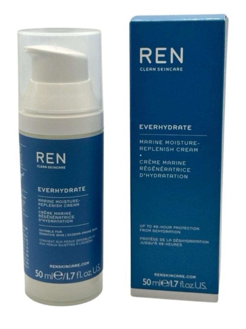 REN Clean Skincare Everhydrate Marine Moisture Replenish Face Cream 1.7 oz NEW!